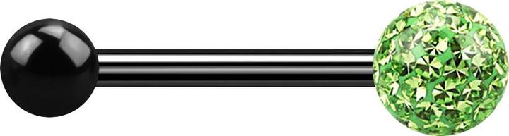 Actual product image Star Piercing Barbell black with ball and crystal ball light green Epoxy protective layer (without brass)