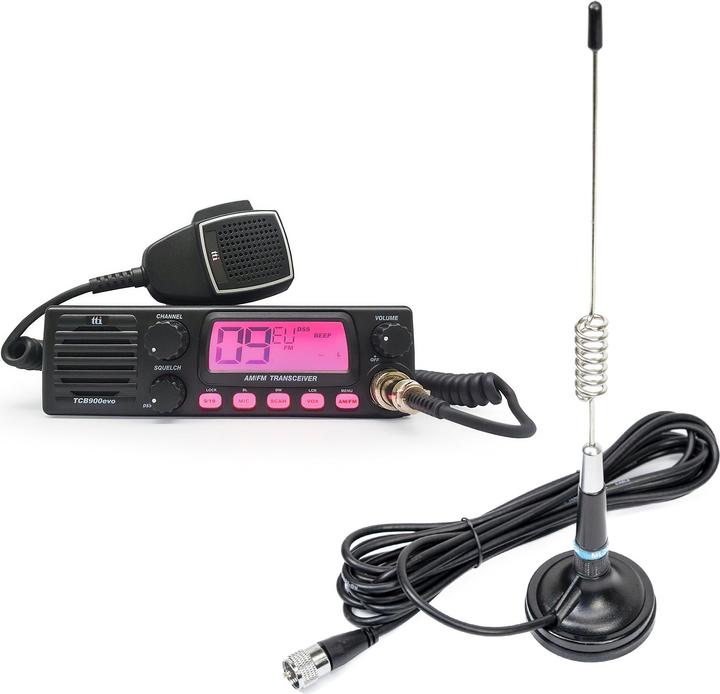 Actual product image PNI CB TTi TCB-900 EVO radio package + ML29 CB antenna, length 34 cm