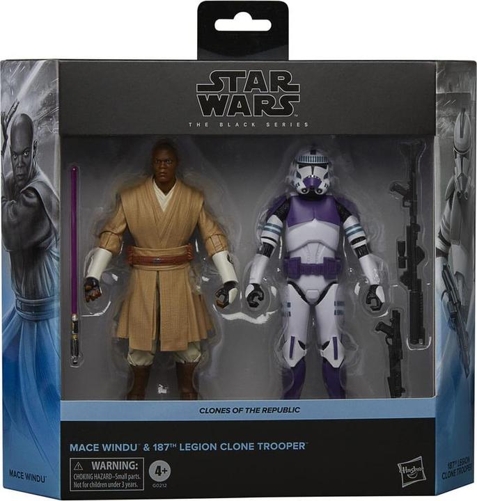Image du produit Hasbro Star Wars-Mace Windu & Soldat Clone 187 légion -Fig Black Series
