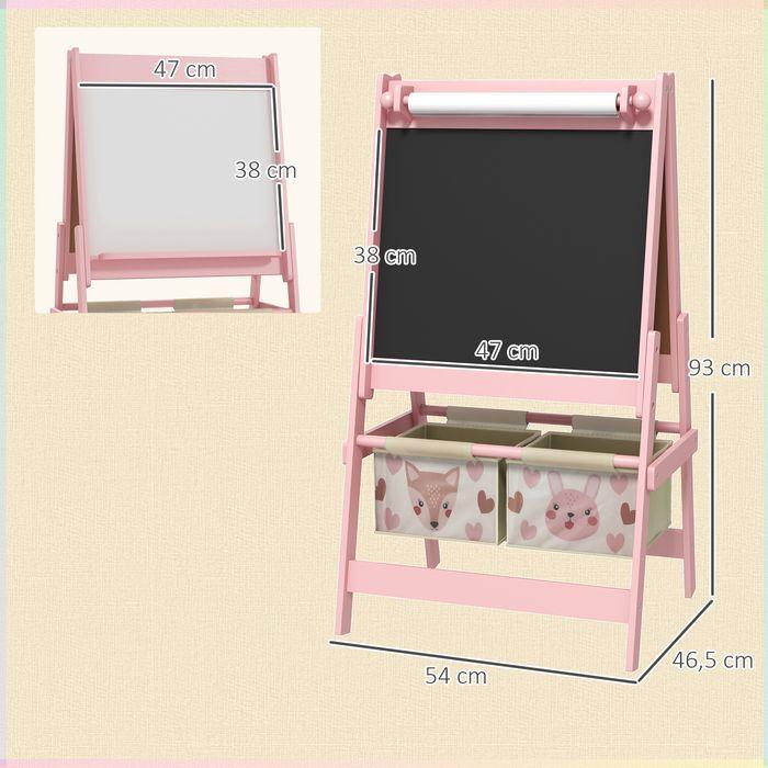 Produktbild Swisshandel24 3-in-1 Kinder Staffelei mit Papierrolle, Kreidetafel, Whiteboard, Aufbewahrungskörbe, 54x46,5x93cm