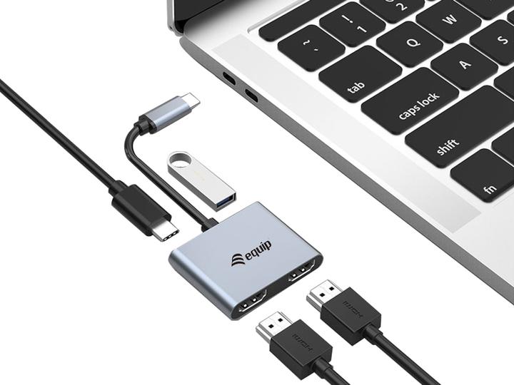 Immagine prodotto equip Adattatore HDMI doppio USB-C 4 in 1 (USB-C, 3 Porti)