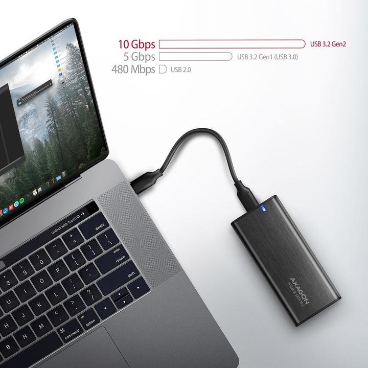 Actual product image Axagon EEM2-SB2 USB-C 3.2 Gen 2, M.2 SSD Enclosure - black (M.2 2260, M.2 2242, M.2 2280)