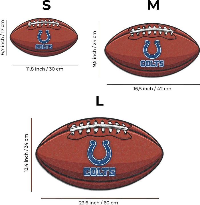 Produktbild Iconic NFL - Indianapolis Colts – Football mit Logo - Holz Puzzle Grösse M (270 Teile) (270 Teile)
