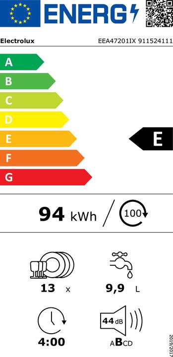 Energie-Label Electrolux EEA47201IX 13 Gedecke E