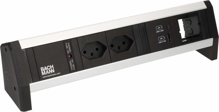 Produktbild Bachmann Tischsteckdosenleiste DESK 1, 2x T13, 1x USB A/C, 1x Custom (2 x, USB-A, USB-C, Typ 13)