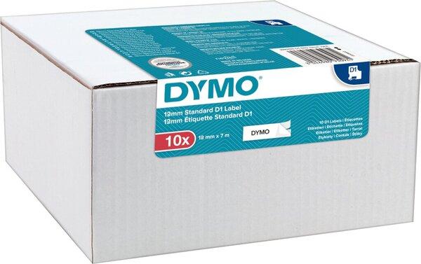 Actual product image Dymo Schriftbandkassette, D1, 12 mm breit / 7 m lang, schwarz auf weiss, ablösbar, 10er Packung (1.20 cm, Black)