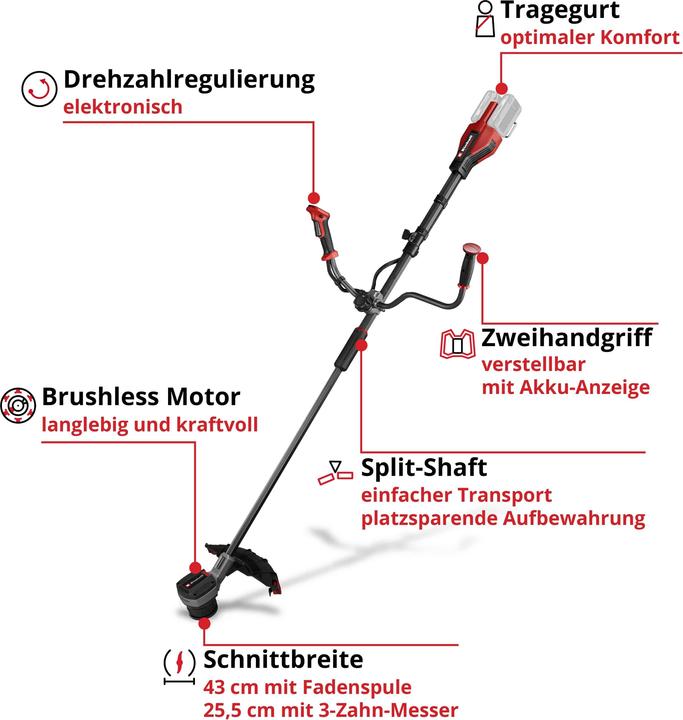 Immagine prodotto Einhell GP-BC 36/430 Li BL-Solo Akku-Motorsense 36 V Schnittbreite (max.): 2 (Pioniere delle erbacce)