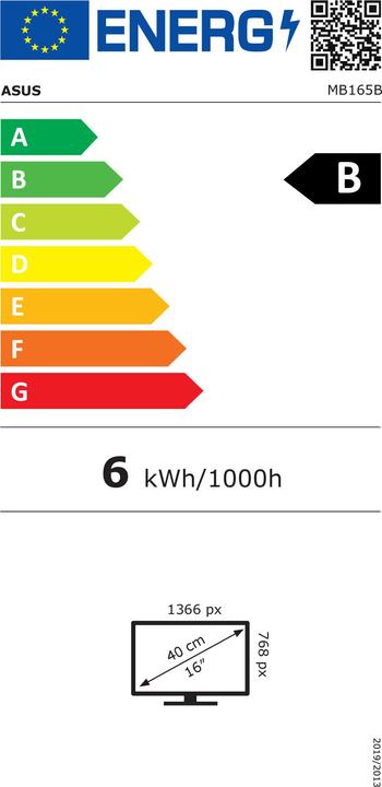Energie-Label ASUS MB165B ZenScreen (1366 x 768 Pixel, 15.60")
