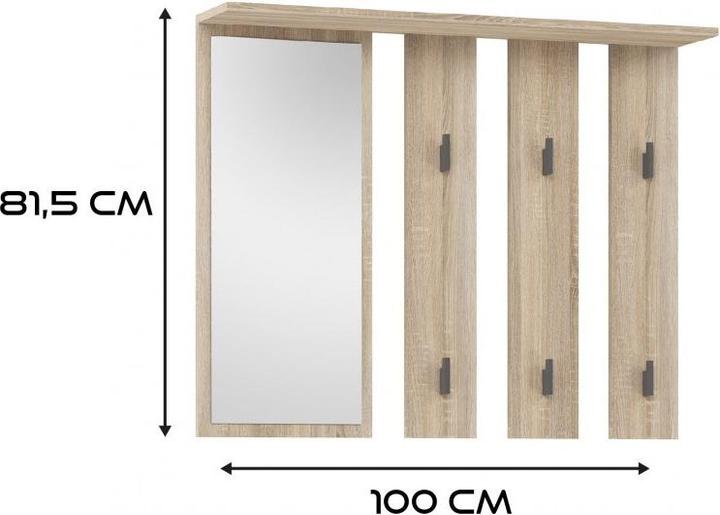 Actual product image Topeshop Hanger + mirror PARMA 100x15x.81 5 cm oak sonoma (1 x)