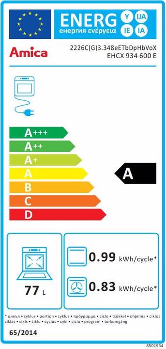 Energy Label Amica EHCX 934 600 E