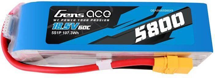 Produktbild Gens Ace 5800mAh 60C 18.5V 5S1P Lipo Battery Pack with XT90 plug (18.50 V, 5800 mAh)