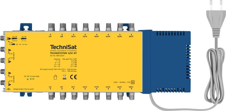 Image du produit TechniSat TECHNISYSTEM 5/32 NT Répartiteur satellite 32 sorties 50 / 60 Hz (Support d'alimentation multiple)