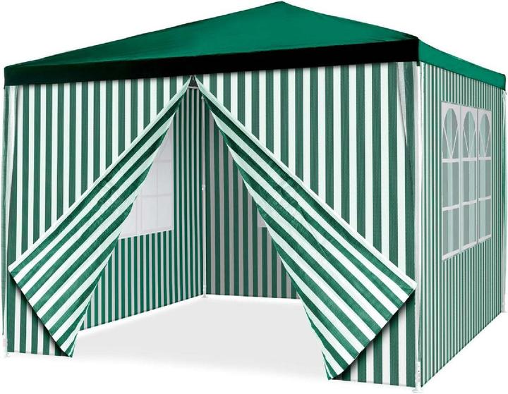 Produktbild VCM Pavillon Partyzelt 3x3m grün weiss wasserdicht 4 Seitenteile Gartenzelt Eventzelt (300 cm, 300 cm)