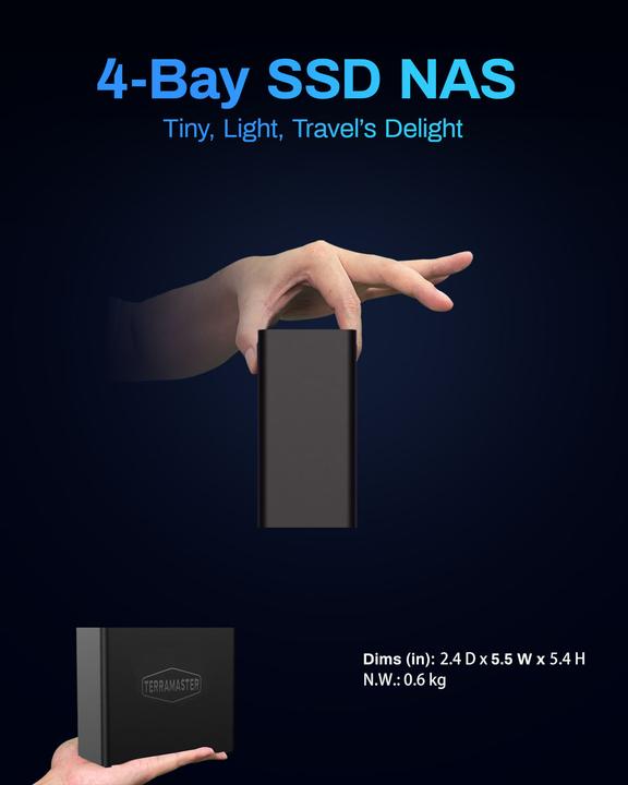 Productafbeelding Terramaster F4 SSD 4bay All SSD NAS,Quad Core,8GB DDR5,Diskl