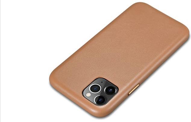 Actual product image iCarer iPhone 11 Pro Max - Leather Light Brown Back Cover (Apple iPhone 11 Pro Max)