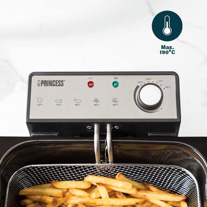 Image du produit Princess Friteuse - 3270 watts, 5 litres, thermostat, 3 paniers pour friteuse, zone froide, 6-7 personnes (Prise UE)