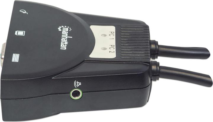 Actual product image Manhattan 2-Port Mini KVM Switch, USB, Audio, black