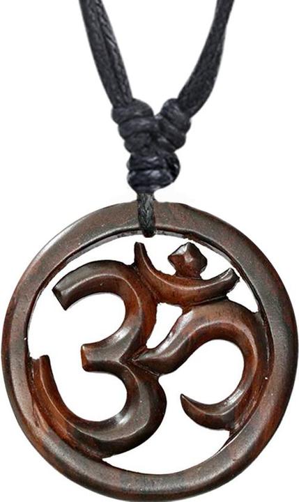 Produktbild Star Piercing Halskette schwarz Anhänger Om aus Narra Holz (Organisch, ohne Messing)