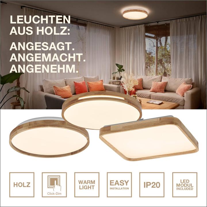 Immagine prodotto Ledvance Plafoniera LED 4099854283581, con anello in legno, 24W, 1500lm, 3000K (1500 lm)