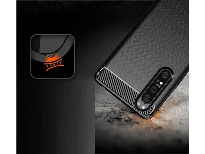 Produktbild Screenguard Sony Xperia 1 II Hülle Carbon Brushed Soft TPU (Sony Xperia 1 II)