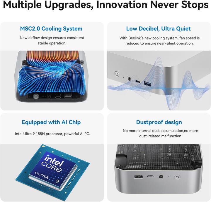 Produktbild Beelink Mini-PC SEi14 mit Intel Core Ultra 9 185H (Intel Core Ultra 9 185H)