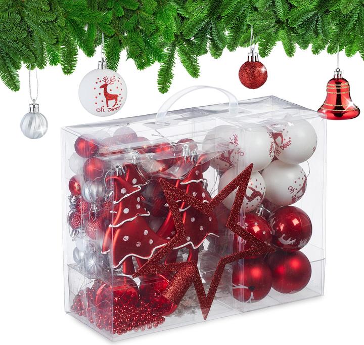 Relaxdays Weihnachtskugeln-Set (103 -teilig)