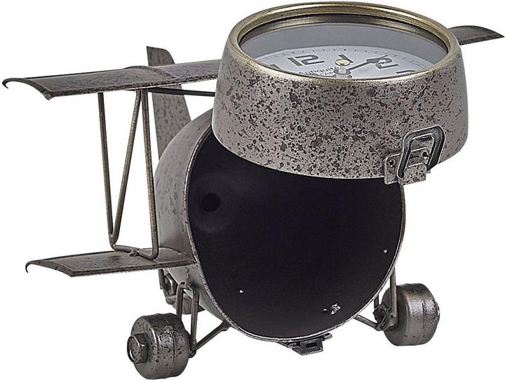 Actual product image Beliani Table clock silver aeroplane shape 15 cm STANS