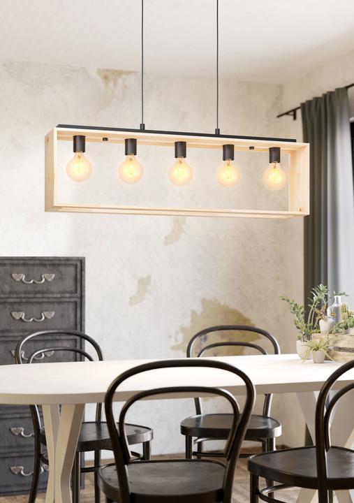 Actual product image EGLO Pendant lamp FAMBOROUGH 5x E27, Black/Nature (E27)