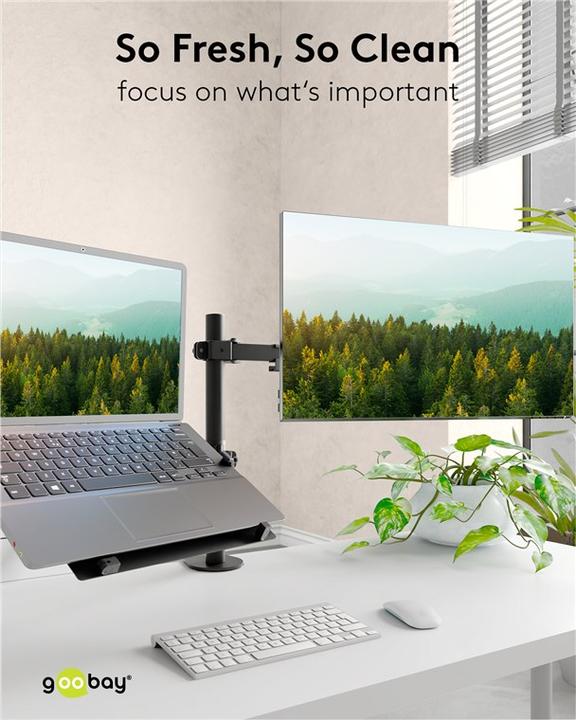 Produktbild Goobay Monitorhalterung mit Laptop-Arm Flex, schwarz (Tisch, 31.89")