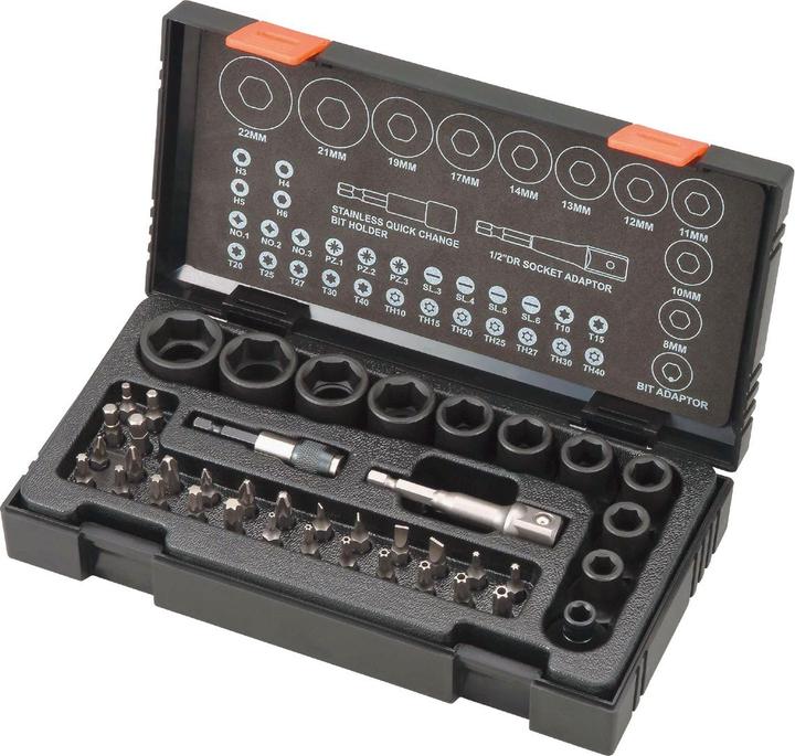 Actual product image Hikoki 45-piece impact head and screwdriver bit set HITACHI (PH-, Flat and hexagonal bits, PZ-, Torx bits)