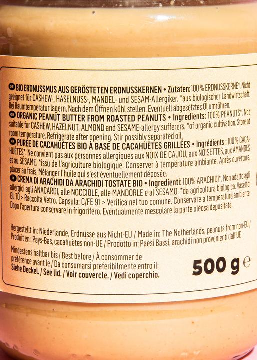 Nutritional values and ingredients KoRo Bio Erdnussmus (500 g)