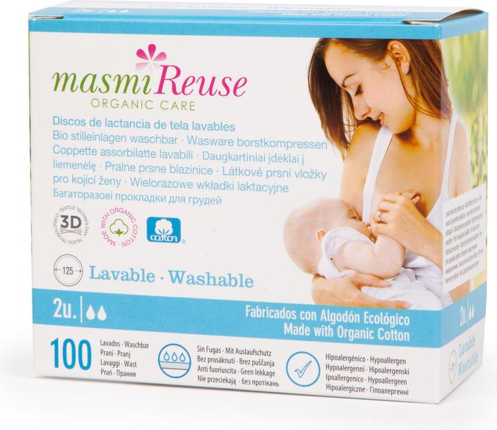 Masmi Imbottiture organiche per l'allattamento lavabili - Reuse (2 x)