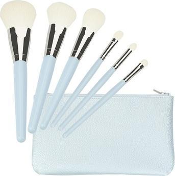 Tools for Beauty T4B MIMO Bamboo Makeup Brush Set with Travel Size and Travel Bag Blue 6 Pieces (Set)