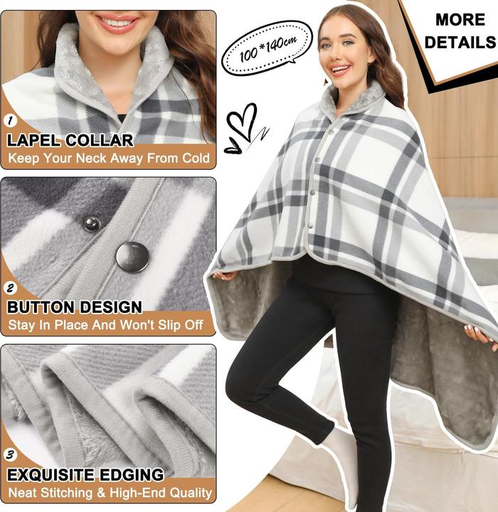 Immagine prodotto Alopini Sciarpa invernale con bottone Morbida sciarpa coperta Poncho in pile oversize Capo Pullover