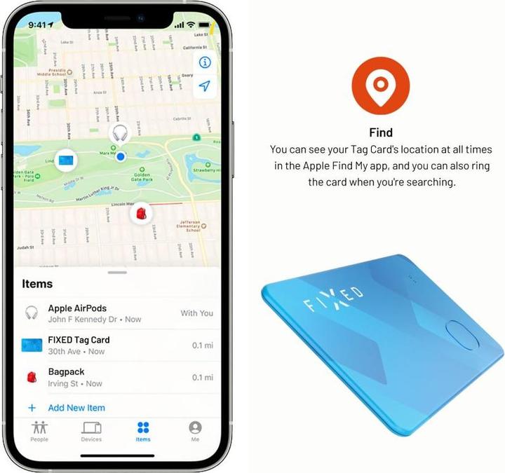 Actual product image Fixed FIXTAG-CARD-BL Bluetooth Tracker Blue (iOS)