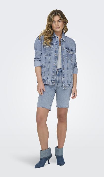 Actual product image Only Hood with drawstring Cuffs with button Low-set shoulder Jacket Denim jacket (XS)