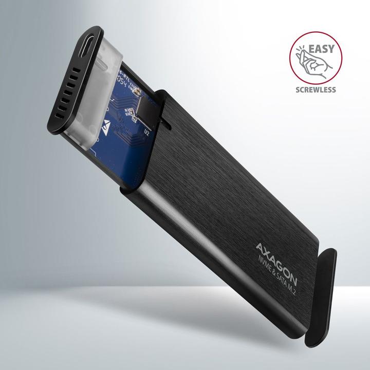 Actual product image Axagon EEM2-SB2 USB-C 3.2 Gen 2, M.2 SSD Enclosure - black (M.2 2260, M.2 2242, M.2 2280)