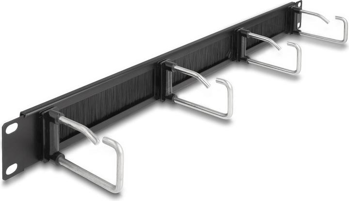 Actual product image Delock 48.30cm (19") cable management brush strip with 4 metal brackets 1 U black