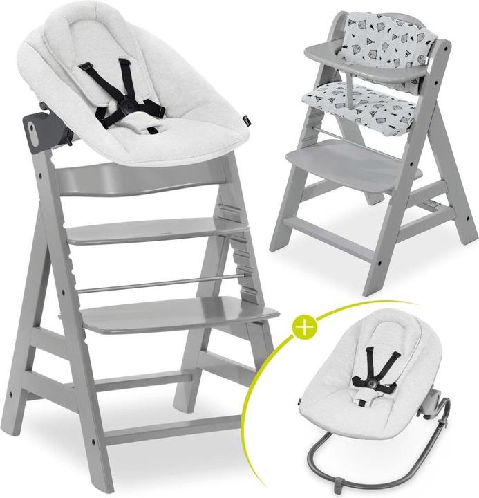 Actual product image Hauck Highchairs Alpha Plus Grey 4-piece Newbornset Light Grey - (Highchair)