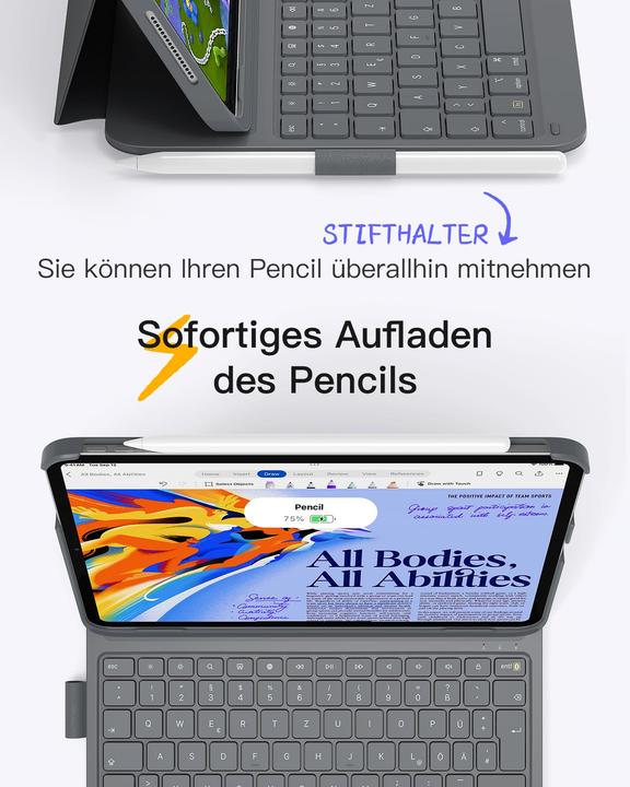 Immagine prodotto Inateck Keyboard iPad 2007 gray (BK2007 gray) (DE, 3)