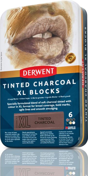 Image du produit Derwent Tinted Charcoal Xl Blocks Tin Of 6 (601057)