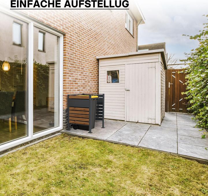 Produktbild Wiltec Mülltonnenzaun für eine Tonne Holzoptik Mülltonnenbox 60-240l Sichtschutz