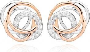 Silver Cat Stylish bicolor earrings with zircons SC407
