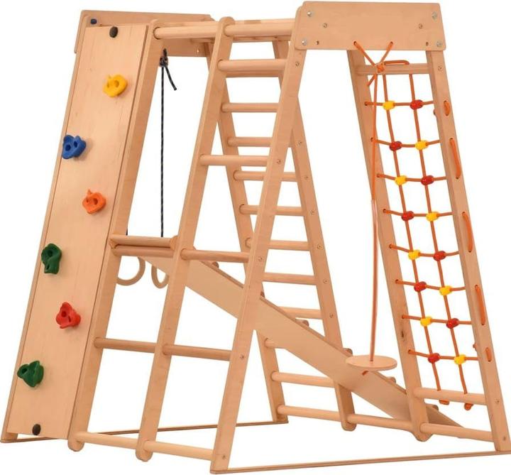 Produktbild Activity Board Holzklettergerüst, Kletterdreieck, Indoor-Klettergerüst für Kleinkinder, Kletterdreieck mit Rutsche