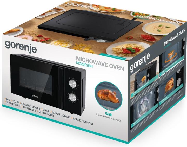 Actual product image Gorenje MO20E2BH Microwave Oven, Free Standing, Capacity 20 L, Power 800 W, No Ddisplay, Black (20 l)