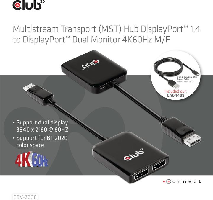 Produktbild Club 3D Club3D Multi Streaming Transport Hub 1xDP -> DP/HDMI (HDMI, 2 cm)