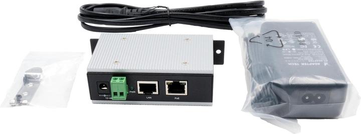 Produktbild Exsys GmbH PoE Gigabit Injektor, Metall Gehäuse (bis 24V) -40C bis +75C (802.3af (PoE), 802.3at (PoE+), 30 W)