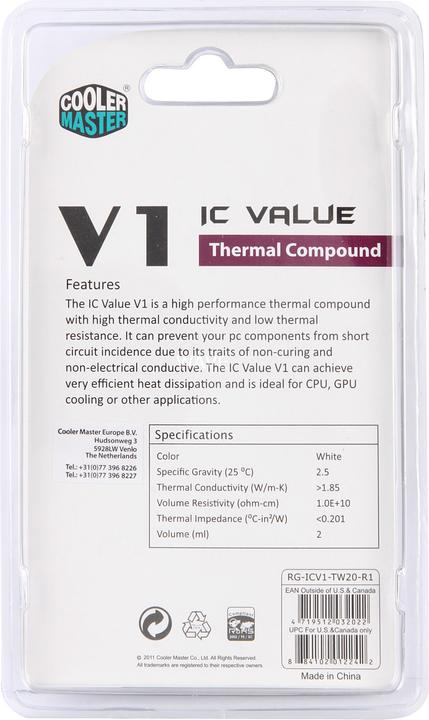 Produktbild Cooler Master IC Value V1 (1.85 W/m K, 2.50 g)