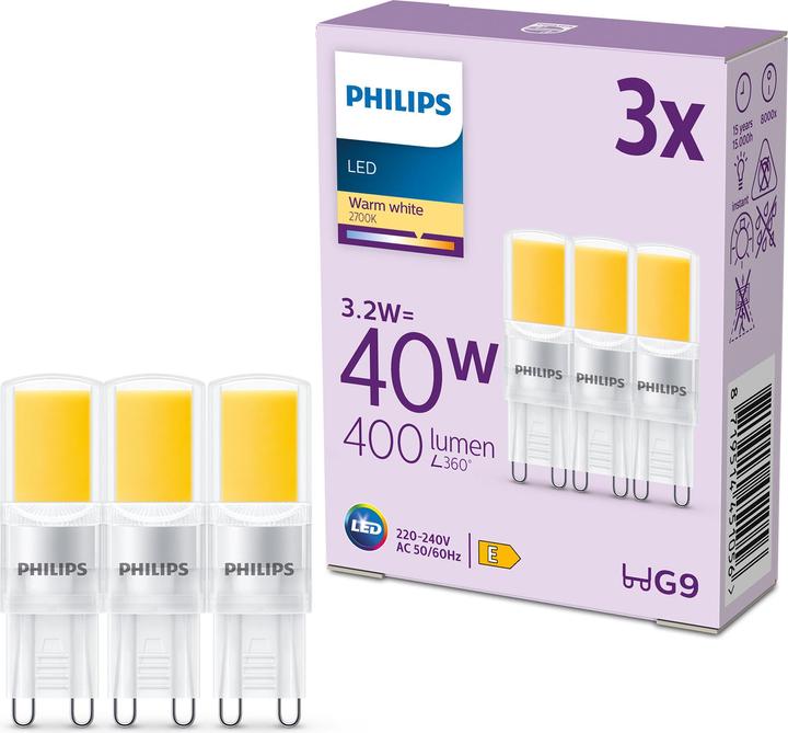 Actual product image Philips Led 40w Ww Nd 3ct/6 Ec (G9, 3.20 W, 400 lm, 3 x, E)