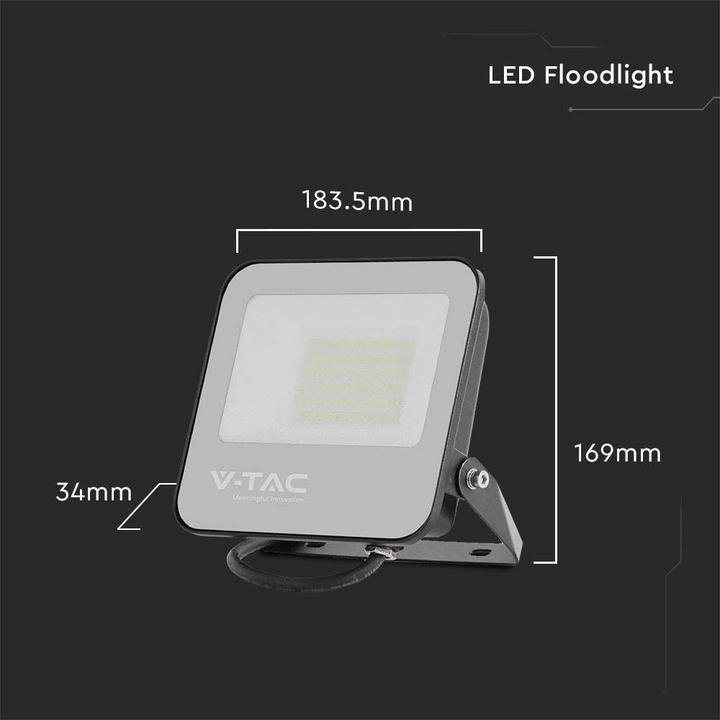 Actual product image V-TAC VT4456 LED floodlight 185 lmW50 W, 6500 K, IP65, B (9250 lm, IP65)